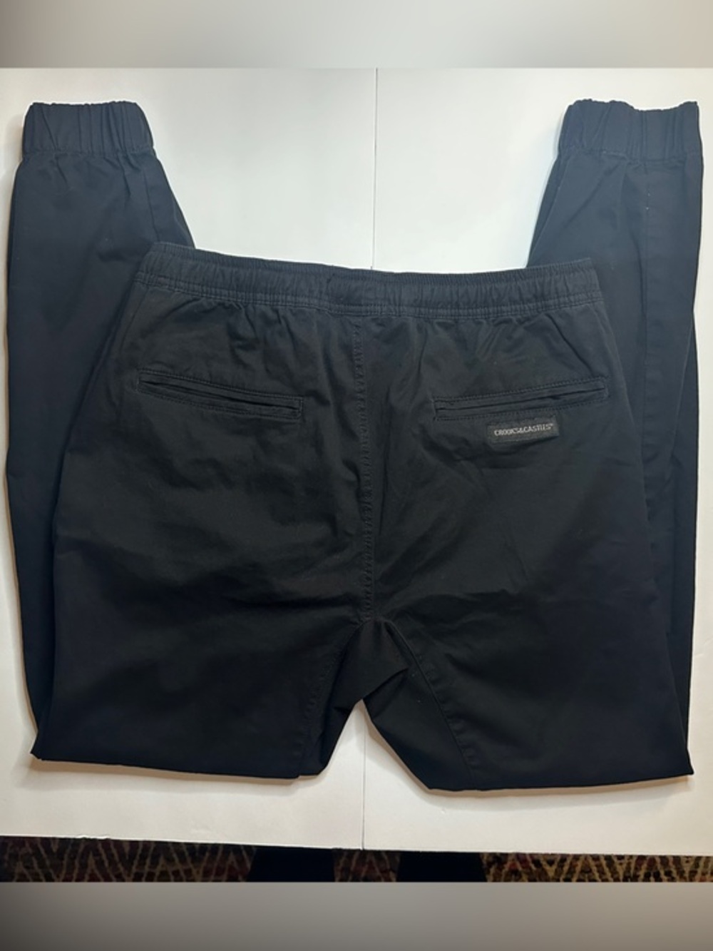 Crooks & Castles Black Men's Elastic-Waist Jogger Pants Size 36